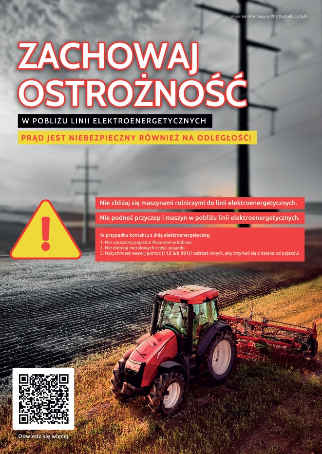 Zachowaj ostrożność w pobliżu linii elektroenergetycznych